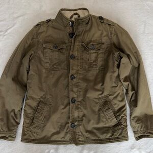 Old Navy Men's Olive Green Military Style Sherpa Jacket